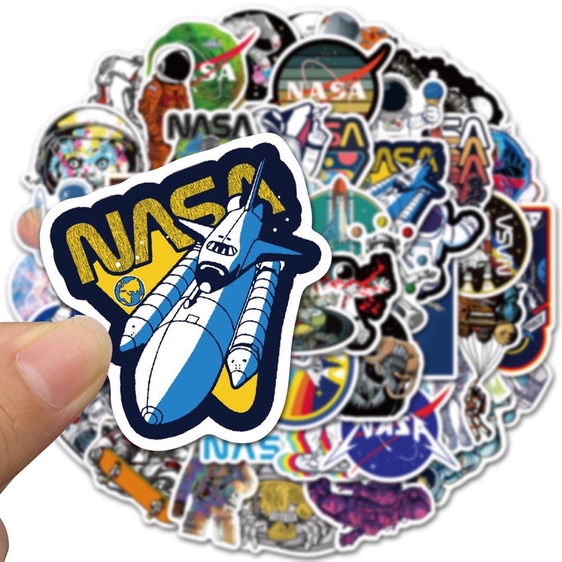 Bộ 200 Sticker NASA cá tính chống nước dán trang trí vali mũ bảo hiểm xe máy