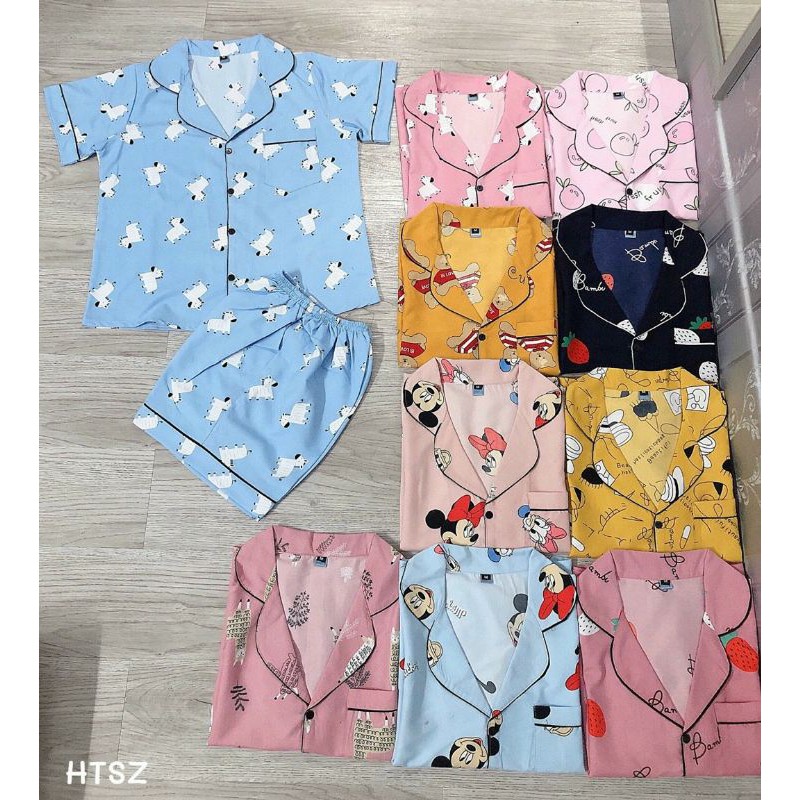 BỘ PIJAMA quần đùi xiêu xinh , cam kết bán hàng loại 1 chất vải thô lụa mềm mịn.