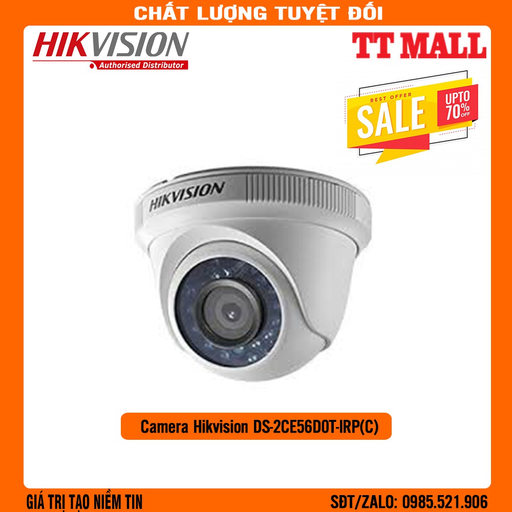 Camera HDTVI 2MP Dome Hikvision DS-2CE56D0T-IRP(C) CHÍNH HÃNG- BẢO HÀNH 2 NĂM