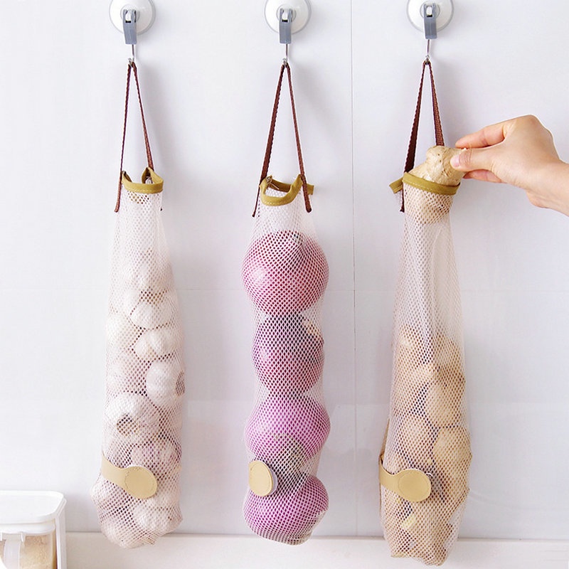 Túi Lưới Treo Tường Đựng Rau Củ Quả Đa Năng Bằng Polyester Tiện Lợi