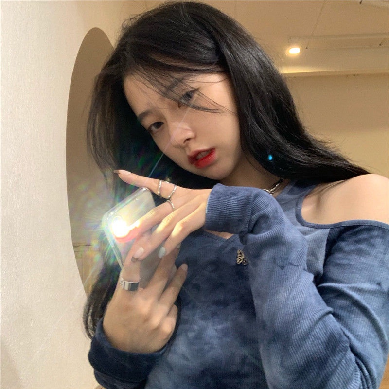 Áo Thun Lửng Tay Dài Nhuộm Màu Thời Trang Mùa Hè Mới Cho Nữ