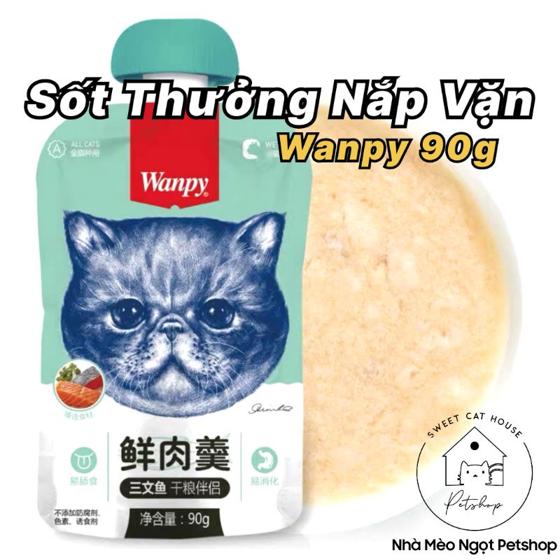 Súp thưởng cho mèo Wanpy 90g nắp vặn, kem dinh dưỡng tăng cân mèo mập