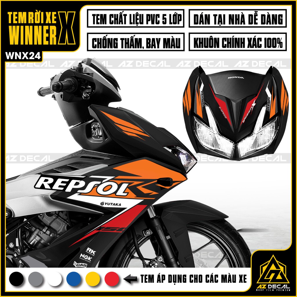 Tem repsol xe winner X, Nhiều mẫu phù hợp màu xe | WNX24| Tem rời PVC chống nước, chống bay màu, dễ dán tại nhà