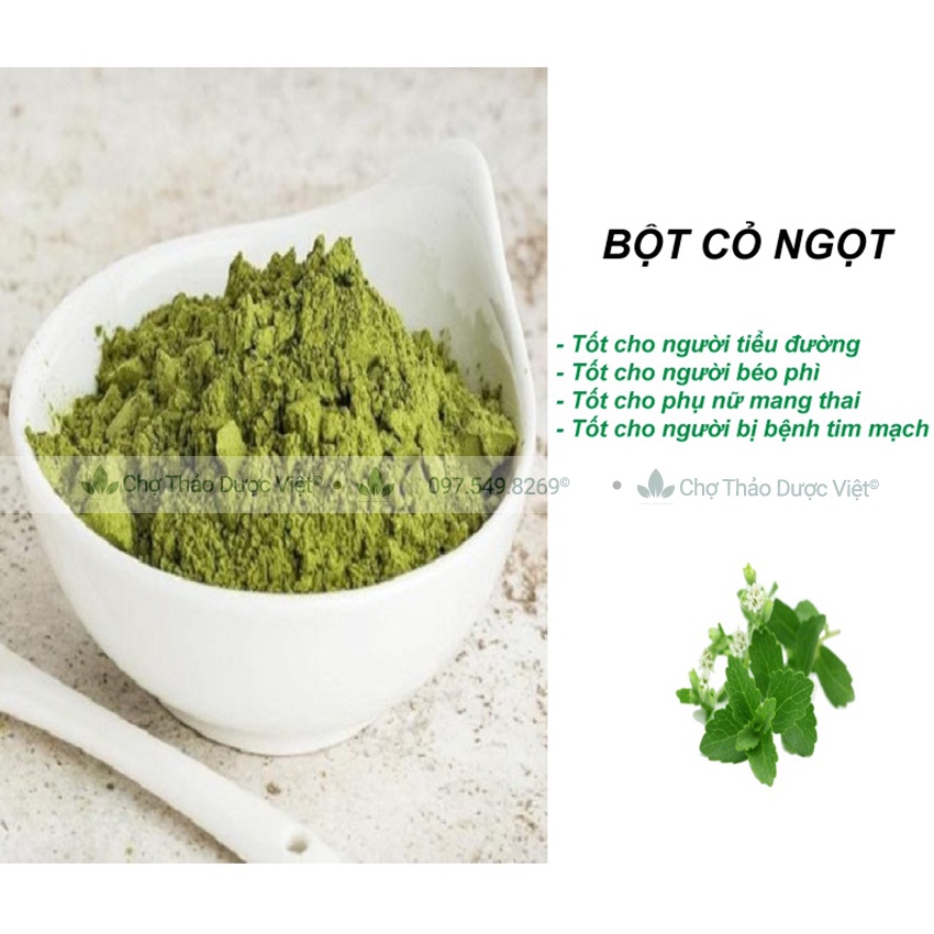 Bột cỏ ngọt sấy lạnh hữu cơ 100g - Chợ Thảo Dược Việt