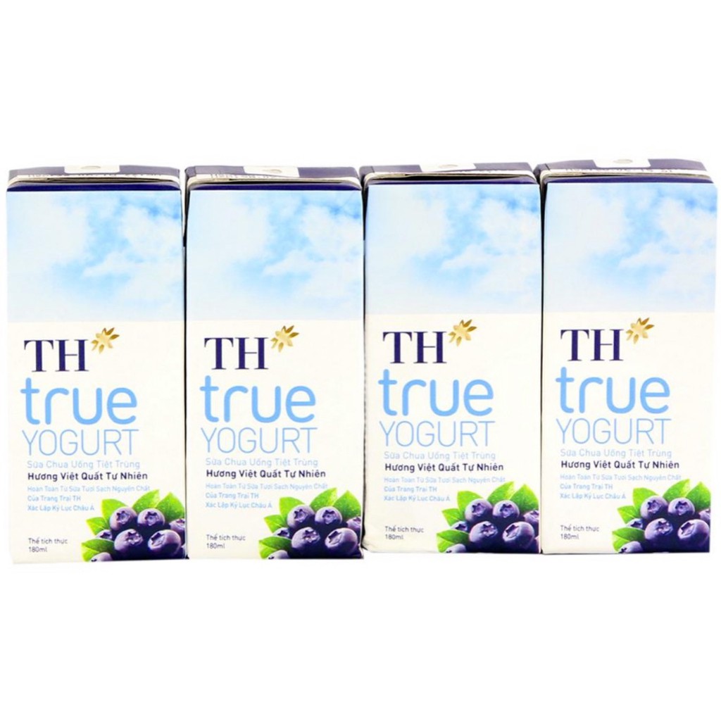 Thùng 48 hộp 180ml Sữa chua uống tiệt trùng TH True Yogurt ( Cam, Dâu, Việt Quất)