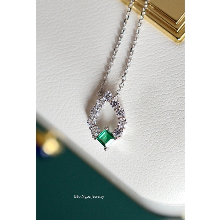 Dây Chuyền Đính Đá Gắn Ngọc Lục Bảo Sang Trọng Cho Nữ -DB2664- Bảo Ngọc Jewelry
