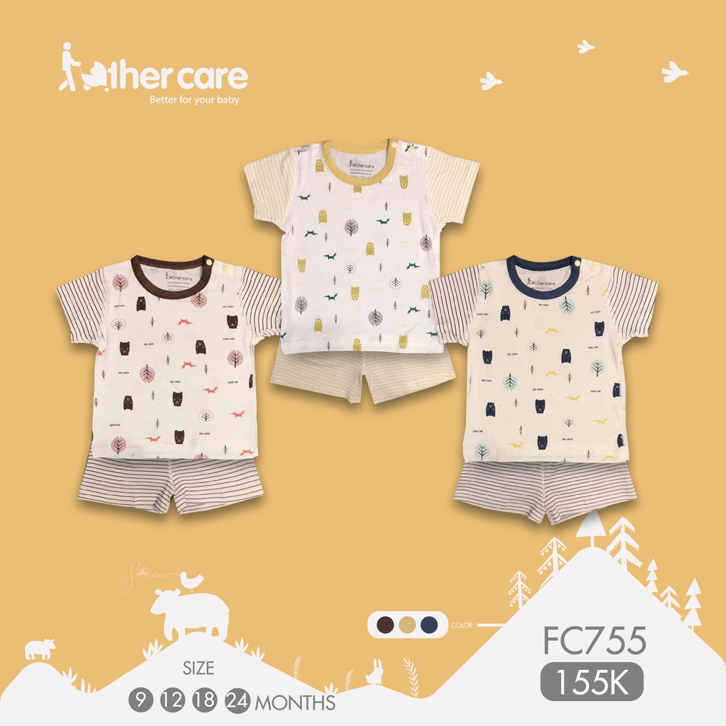 Bộ Quần áo trẻ em FatherCare Cài vai CT - Gấu trắng và Gấu cáo (HT - Kẻ) FC782 FC755