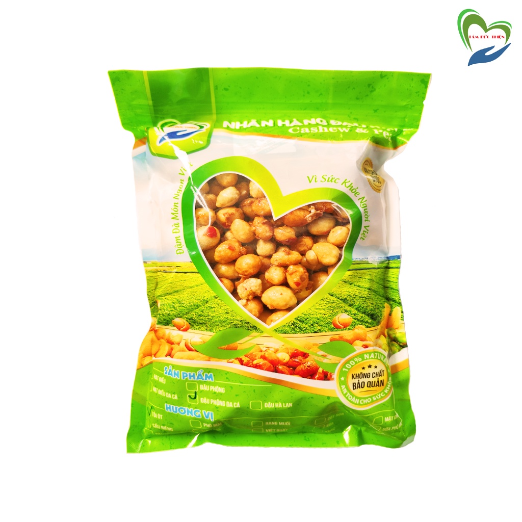 Combo 1KG Đậu Phộng Da Cá Rang Tỏi Ớt Tâm Đức Thiện (2 x Túi 500GR) đồ ăn vặt