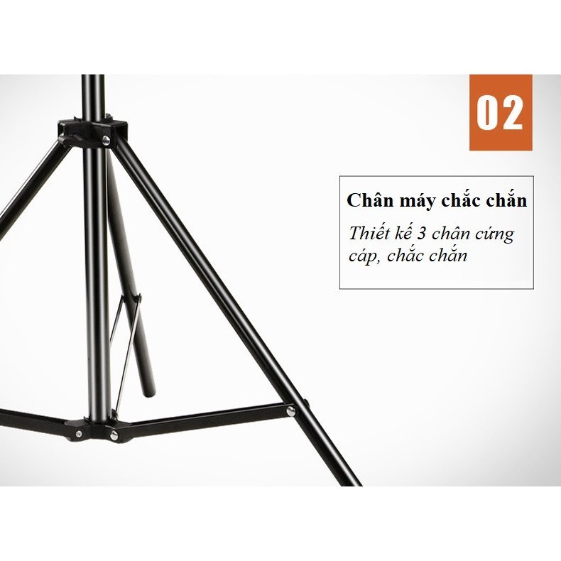 Giá đỡ điện thoại 3 chân siêu chắc chắn dùng để chụp ảnh, livestream, quay tiktok tiện lợi chắc chắn cao 70cm-2m1