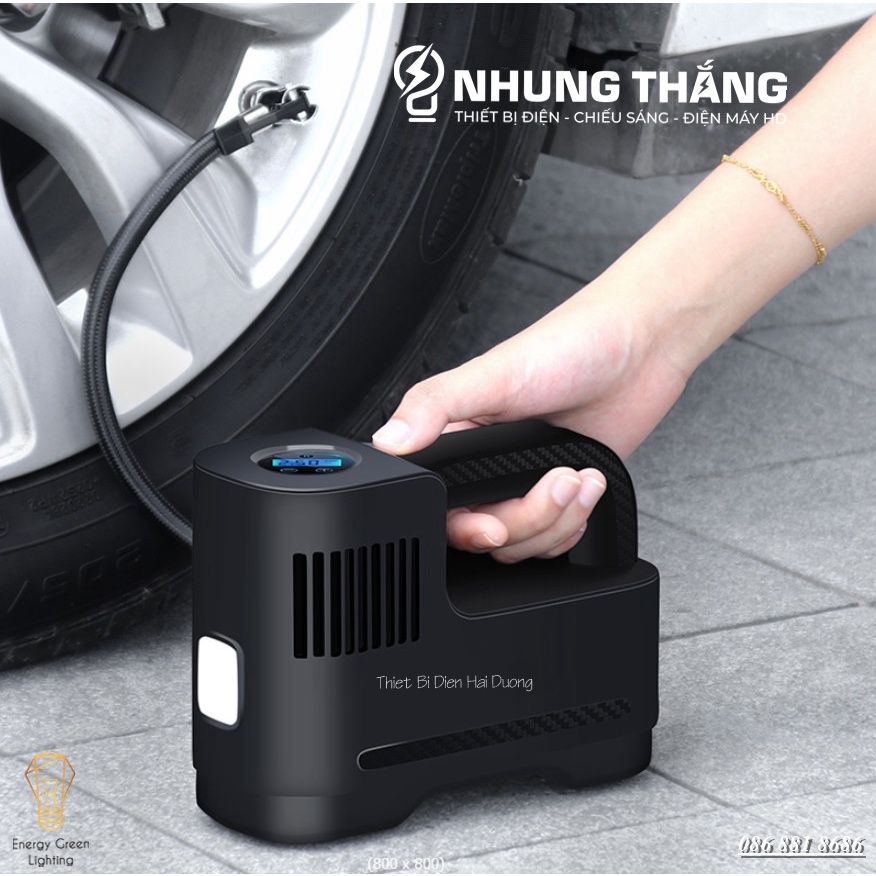 Bơm Lốp Ôtô,Xe Hơi Điện Tử Đa Năng ST-217C - Chế Độ Tự Ngắt - Tích Hợp Đèn Led - Pin Sạc Tích Điện - Bảo Hành 1 Năm