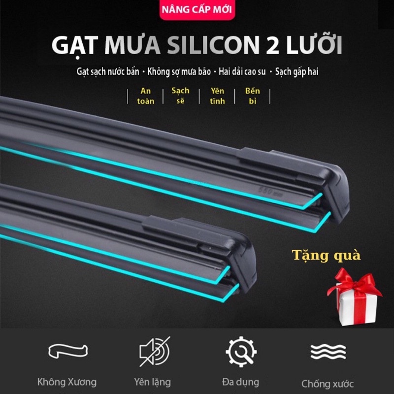 Gạt mưa oto 2 lưỡi thế hệ mới .(tặng 2viên sủi rửa kính )