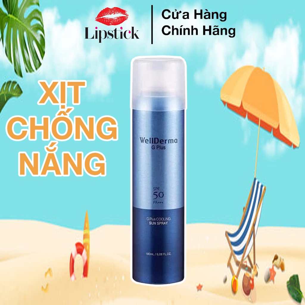 Xịt chống nắng Wellderma , kem chống nắng dạng xịt làm mát xa, chống thâm nước 180ml