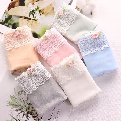Quần Lót Nữ ❤️FREESHIP❤️ Quần Lót Cotton Nữ viền ren phối hoa nhỏ điệu đà cá tính mã 103