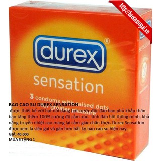 com bo bộ 2 hộp nhỏ  Bao cao su Durex Sensation  - 500 Hạt Nổi Cọ Xát Cực Đã