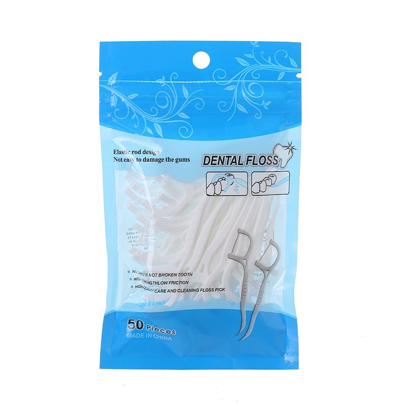 Hộp 50 Chiếc Tăm Chỉ Nha Khoa FLOSS PICKS Tiệt Trùng Sợi Chỉ Mảnh Giadung_10k (@8)
