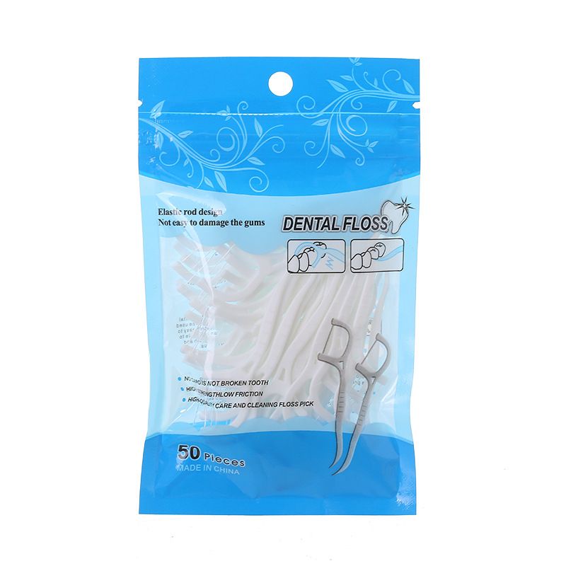 Hộp 50 Chiếc Tăm Chỉ Nha Khoa FLOSS PICKS Tiệt Trùng Sợi Chỉ Mảnh Giadung_10k