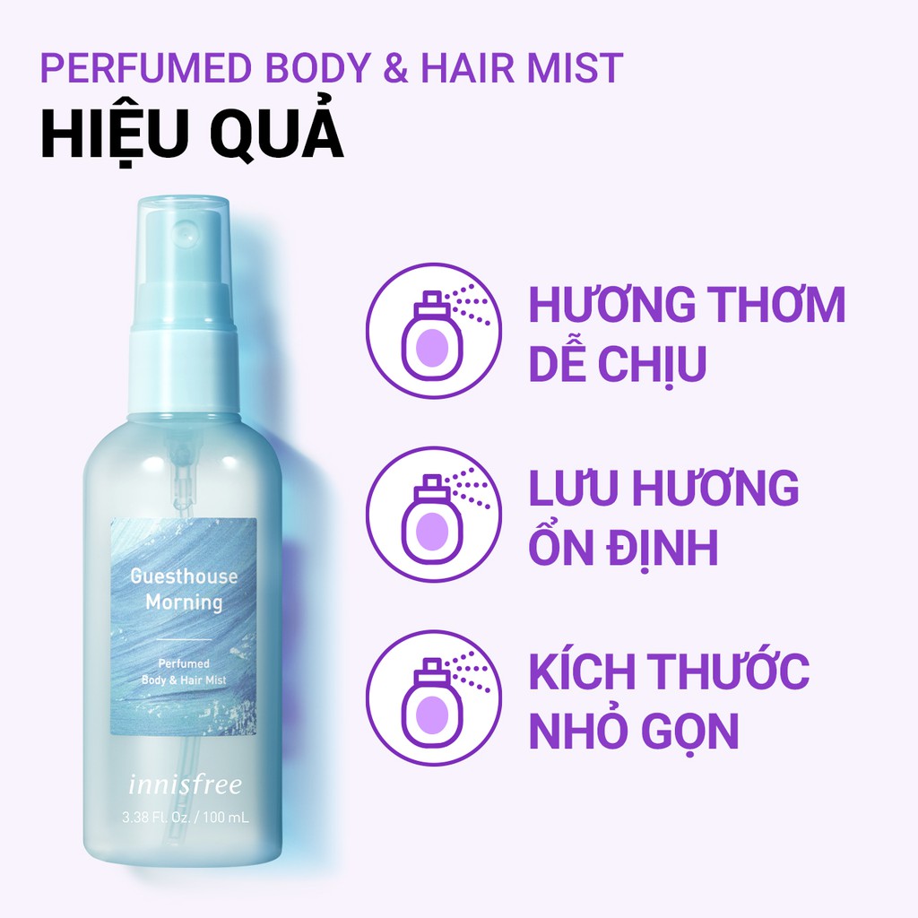 [Mã COSIFSBD giảm 10% đơn 400K] Xịt thơm toàn thân innisfree Perfumed Body & Hair Mist 100ml