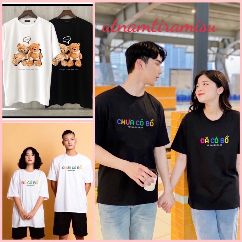 Áo thun đôi nam nữ Gấu, Đã Có Bồ unisex cá tính Trend giá rẻ, cotton 3158 mặc nhóm  Free ship
