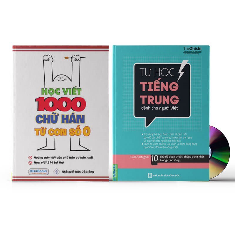 Sách-Combo: Học viết 1000 chữ Hán từ con số 0 + Tự học tiếng Trung dành cho người Việt+ DVD tài liệu