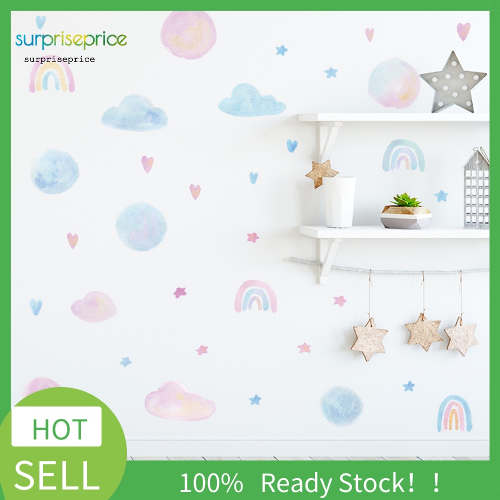 Sticker Dán Tường Họa Tiết Đám Mây Nhiều Màu Sắc Dùng Trang Trí Nhà Trẻ