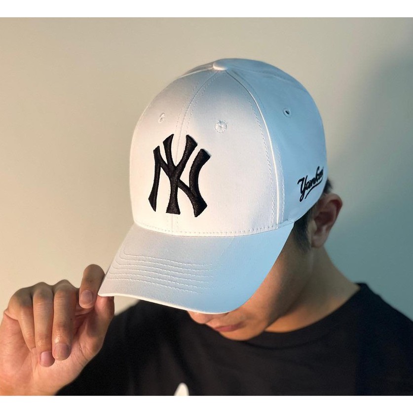 Nón kết Mũ lưỡi trai NY trắng logo thêu đen dành cho nam nữ Free size - Full hộp