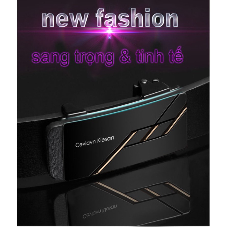 Thắt Lưng Da Nam Khóa Tự Động Cao Cấp Dây Nịt Nam Da Bò 100% Chính Hãng Cieviavn Kiesan Mạ Vàng