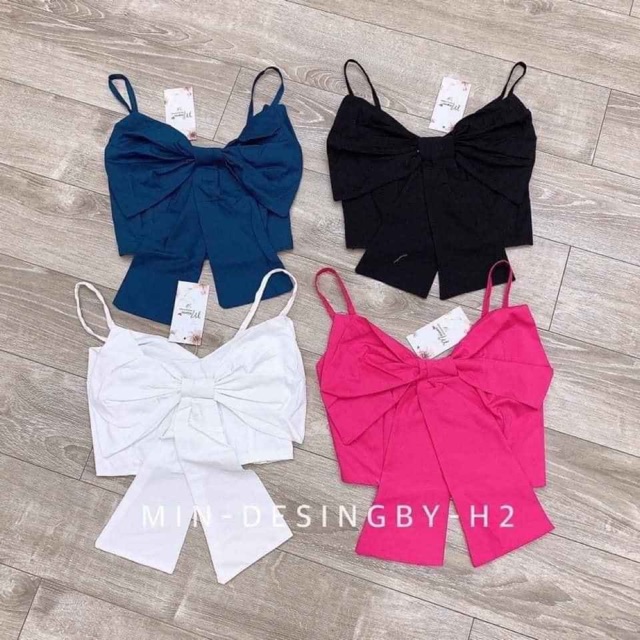 áo nơ to chà bá Phía sau có nhúng Free sz 40kg - 55kg Đen - trắng - vàg - hồng - đỏ