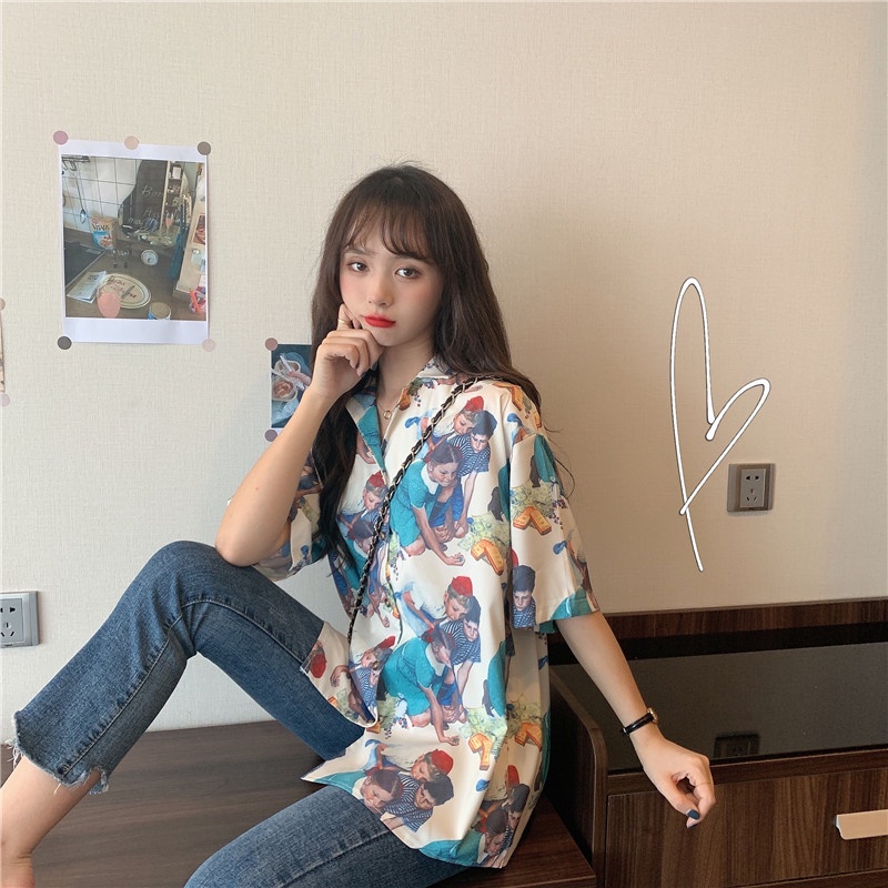 NRVP Áo Sơ Mi Dáng Rộng Thời Trang Hàn Quốc Cá Tính Cho Nữ