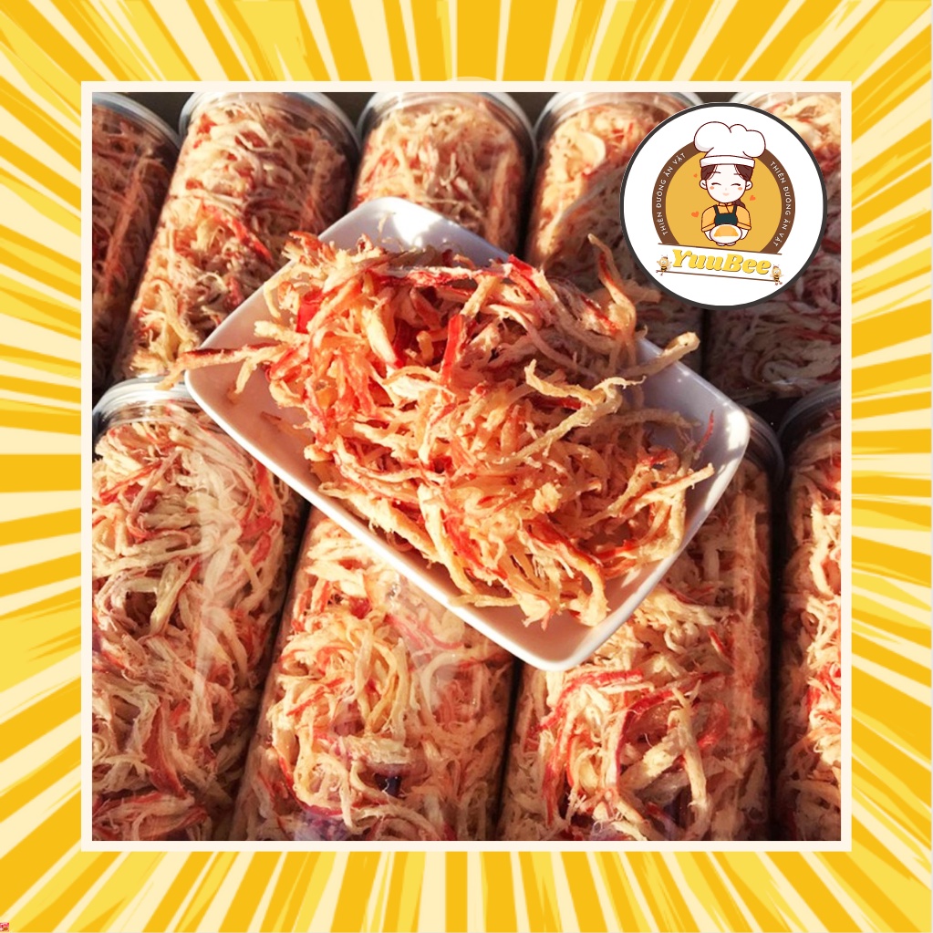 Mực hấp nước dừa xé sợi siêu cay siêu ngon siêu rẻ YUUBEE 200g  - Đồ ăn vặt Việt Nam - Ăn vặt YuuBee