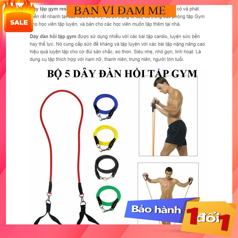 Bộ 5 Dây Ngũ Sắc Đàn Hồi Kháng Lực Tập Gym , Fitness , Yoga- Dụng cụ tập gym, Dụng cụ tập yoga,bảo hành 1 đổi 1