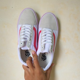🎁[Sale off] Giày thể thao old skool 8 kẻ sọc đỏ ( Mũi Da Lộn Xịn)
