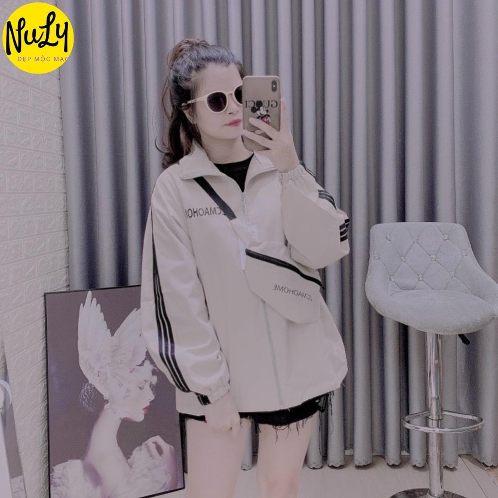 Áo gió nữ khoác Ulzzang đẹp 2 lớp phong cách Hàn Quốc kèm túi đeo chéo Oversize nhiều màu, chống nước NULY