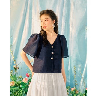 Olv - áo vivid embro button top