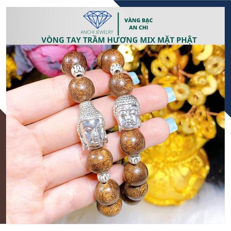 Vòng tay trầm hương mặt phật, hạt nhỏ cho nam nữ. Anchi jewelry