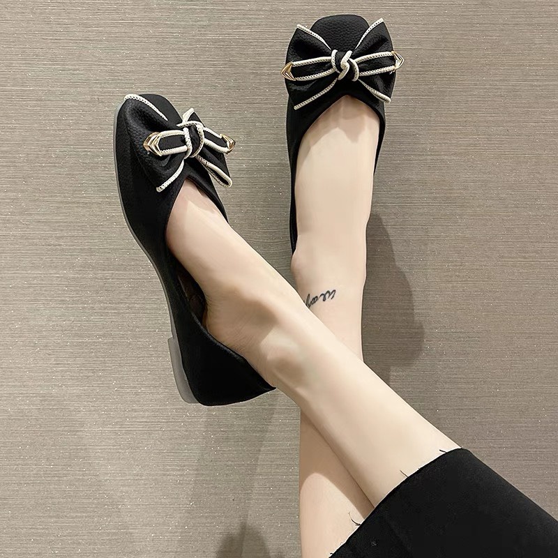 Giầy búp bê nữ đế bệt dẻo êm chân nơ viền xinh