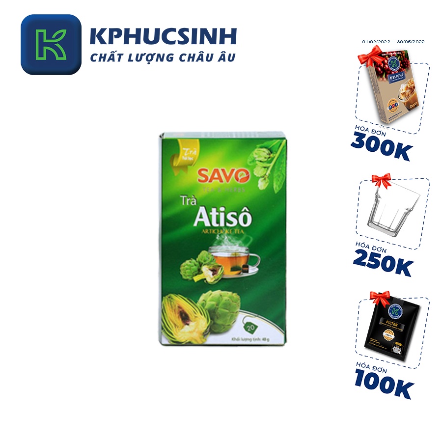 Trà Savo atiso 20 gói x 2g KPHUCSINH - Hàng Chính Hãng