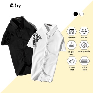 Áo sơ mi Họa tiết vai NỔI BẬT - TRẮNG / ĐEN ,Sang trọng , Lịch lãm, Trẻ trung - Hàng quãng châu cao cấp - F100-1