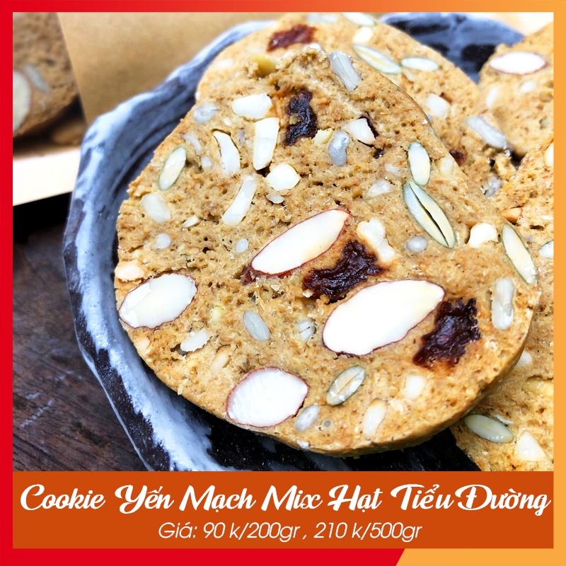 Bánh Ăn Kiêng 🍪 GIẢM CÂN 🍪 Cookie Yến Mạch Mix Hạt Tiểu Đường 200gr_ Bánh dành cho người ăn kiêng, tiểu đường ăn kiêng | BigBuy360 - bigbuy360.vn
