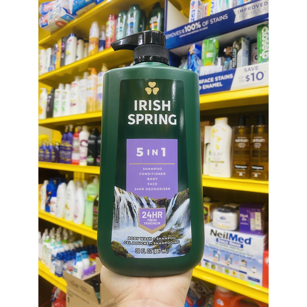 Sữa Tắm Gội Toàn Thân Nam IRISH SPRING 5IN1 946ML - Hàng Mỹ