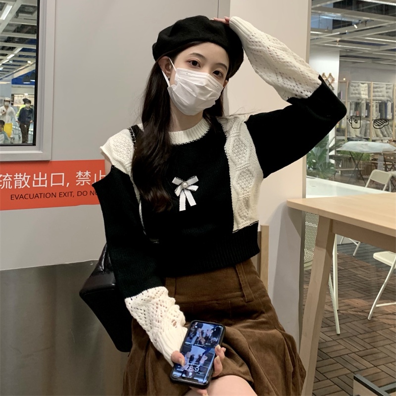 Áo sweater PERTY dệt kim thiết kế mới phong cách Hàn Quốc độc đáo thời trang