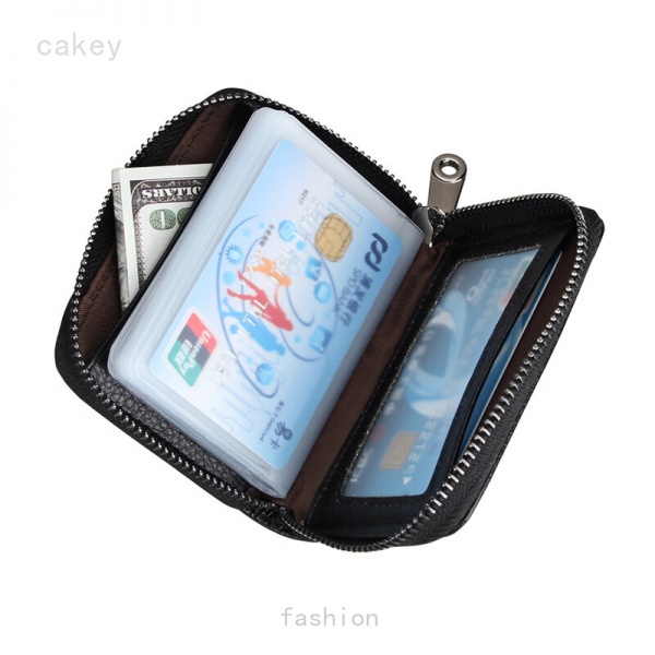 Ví Đựng Thẻ Tín Dụng RFID Bằng Da Thật Có Khóa Kéo Dành Cho Nam Nữ