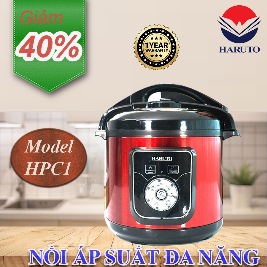 (CHẤT LƯỢNG) Nồi áp suất đa năng Haruto HPC61 dung tích 6 lít 1000W / Máy xay