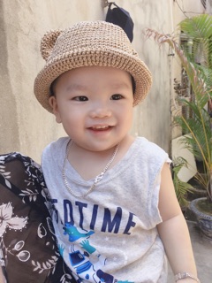 Mũ gấu sợi thô cho bé trai