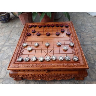 Bàn Cờ Tướng Đẹp - Sản Phẩm Độc Đáo Quý Hiếm Trạm Khắ Tứ Diện - Gỗ Liền Khối