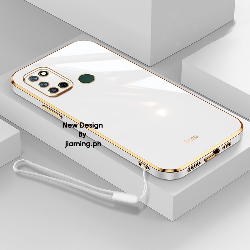 Ốp Điện Thoại Mạ Màu Kẹo Kèm Dây Đeo Cho OPPO Realme 7i C17 2022