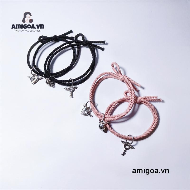 ✨✨Vòng Tay Thép Không Gỉ Mặt Trái Tim Từ Tính Thời Trang Cho Cặp Đôi