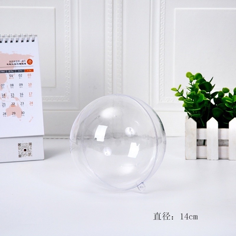 Quả Cầu Thủy Tinh Trong Suốt Bằng Nhựa 14Cm Trang Trí Bánh Kem