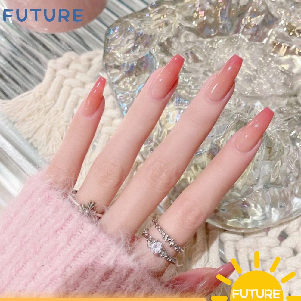 FUTURE 24pcs/Box Press On Nails Coffin False Nails Detachable Fake Nails Wearable Artificial Manicure Tool Ballerina Full Cover Nail Tips