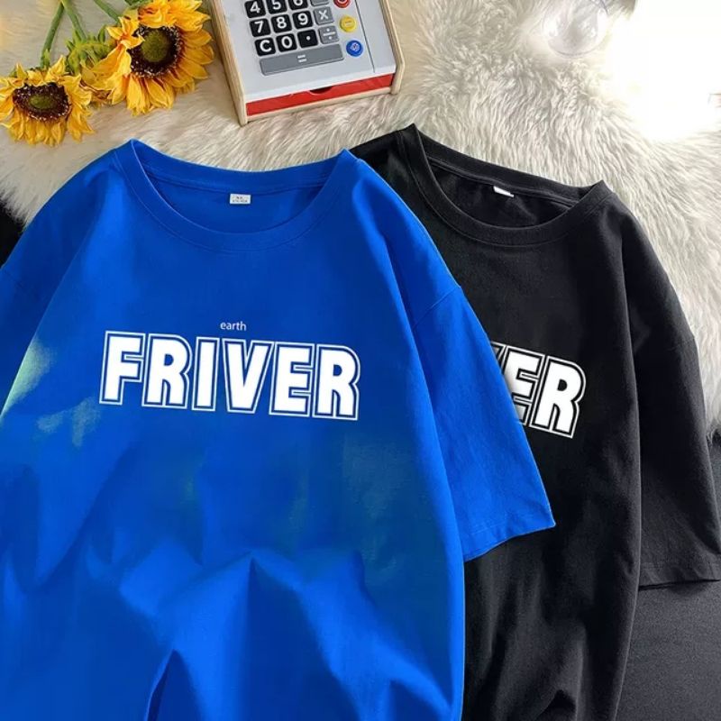 Áo phông tay lỡ nam nữ, áo thun tay lỡ from rộng chất cottong dày đẹp in hình FRIVER