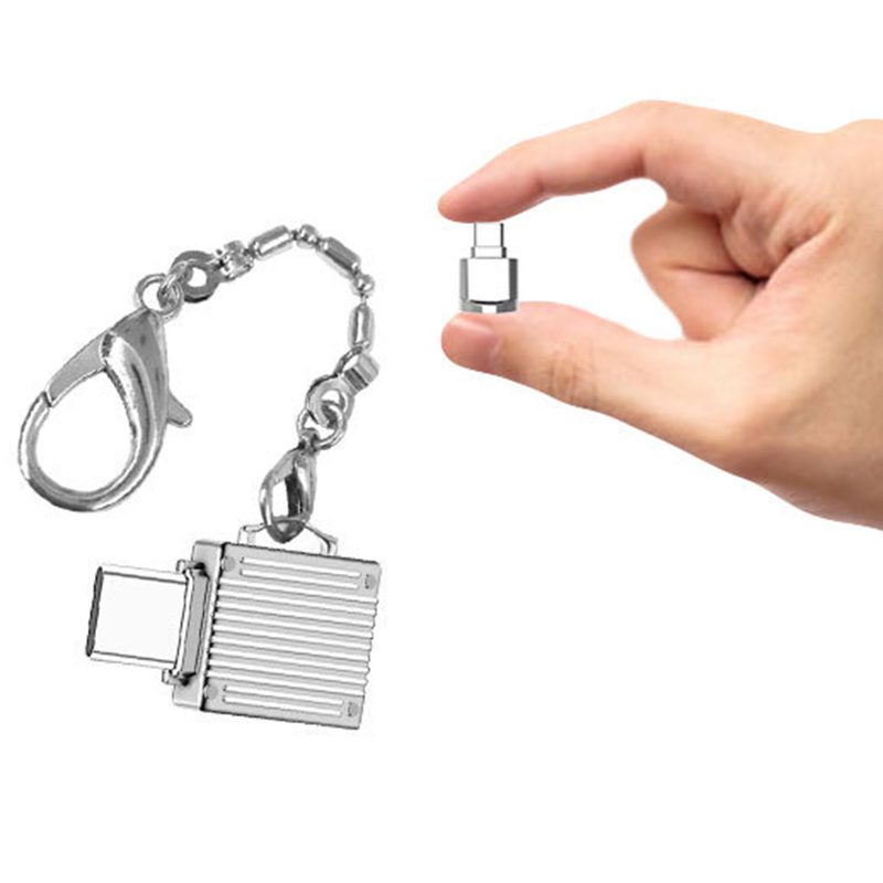 Đầu Đọc Thẻ Nhớ Micro Sd Cổng Type-C Bằng Kim Loại Có Chuỗi Dây Chống Lạc Mất Tiện Lợi